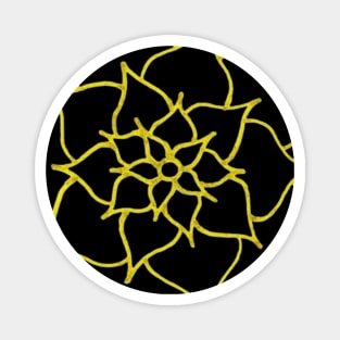 Blooming Gold Flower (Black) Magnet